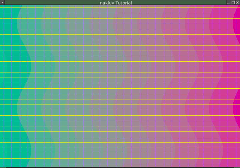 tutorial app showing a grid of yellow and blue lines