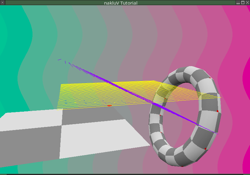 scene with checkerboard-textured torus and plane