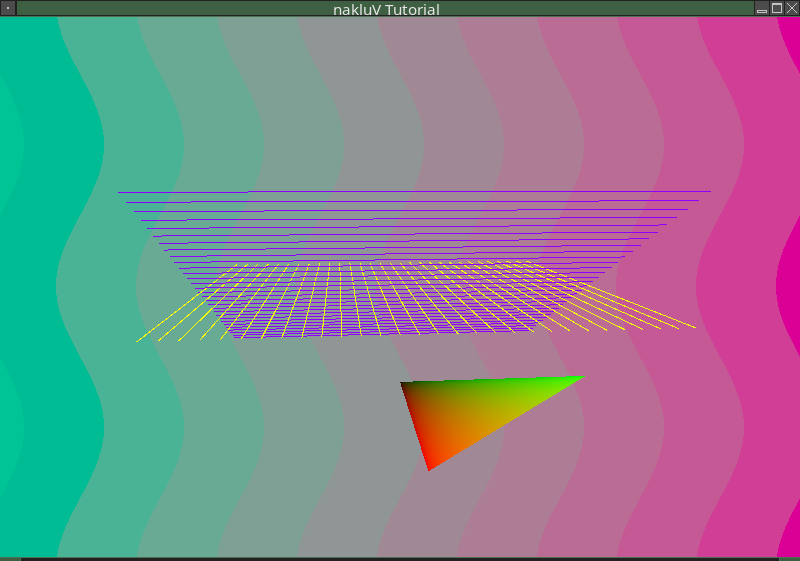 a red-to-green gradient triangle in our 3D scene.